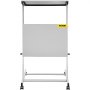 VEVOR stand up lectern with adjustable height and wheeled base in a white finish.