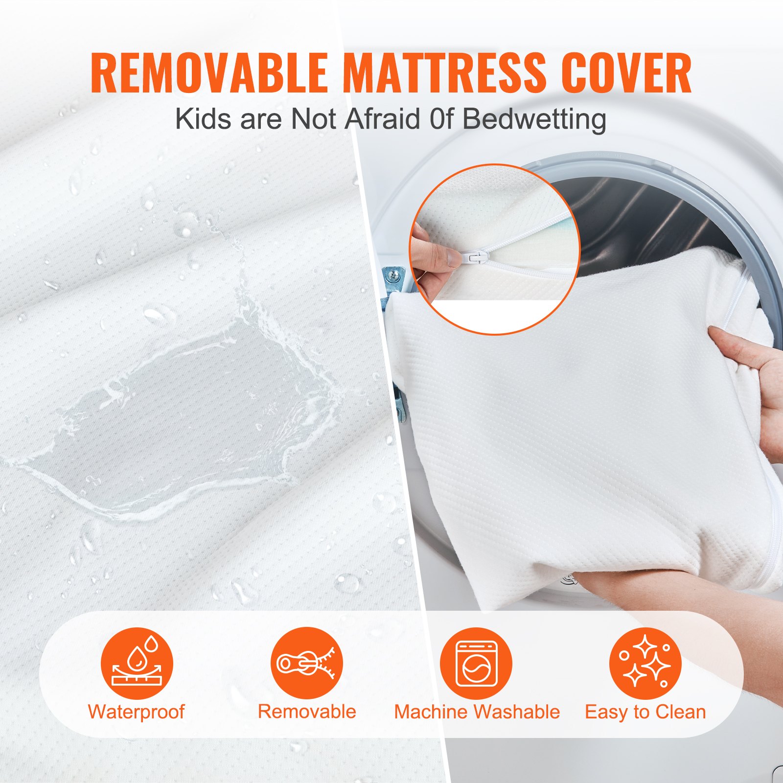VEVOR Crib Mattress, Two-sided Breathable Toddler Mattress of Memory Foam, Baby Mattress for Infant and Toddler with 2 Waterproof Covers for Replacement, Removable and Washable, 24x38x3.1 inch
