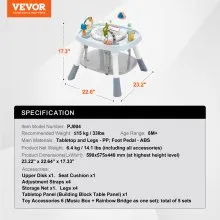 VEVOR Baby Activity Center Interactive Play Center Table with Toys Music Songs