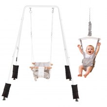 VEVOR Toddler Swing and Jumper, 2 in 1 Swing Set and Bouncer, Soft Cushion with Foldable A-Frame Metal Stand, Heavy-Duty Thick Ropes, Easy to Install and Store, for Indoor or Outdoor Play, Gray