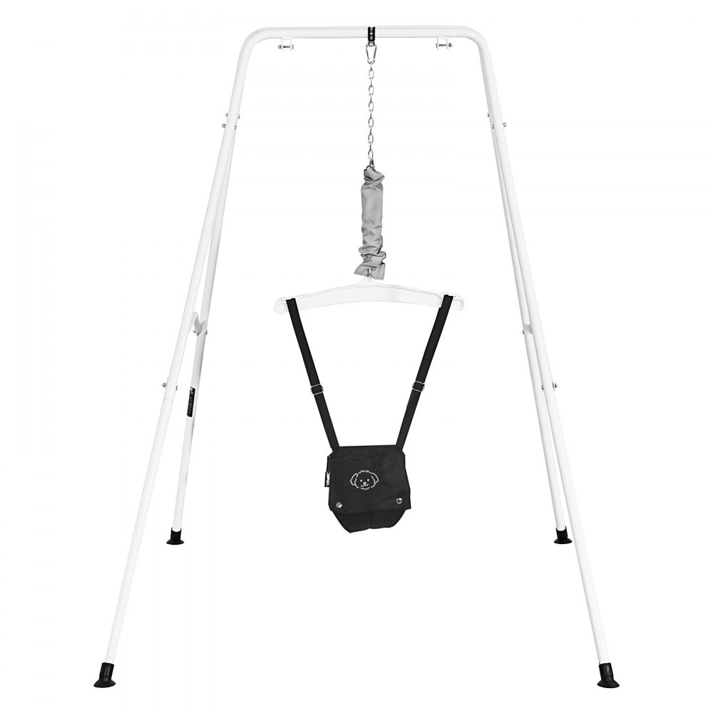 VEVOR Toddler Swing and Jumper, 2 in 1 Swing Set and Bouncer, Soft Cushion with Foldable A-Frame Metal Stand, Heavy-Duty Thick Ropes, Easy to Install and Store, for Indoor or Outdoor Play, Black