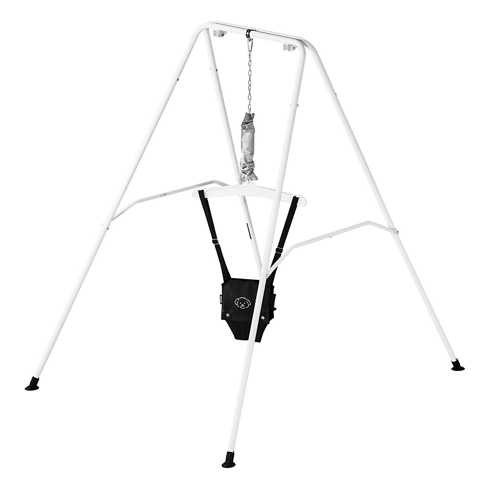 VEVOR Toddler Swing and Jumper, 2 in 1 Swing Set and Bouncer, Soft Cushion with Foldable A-Frame Metal Stand, Heavy-Duty Thick Ropes, Easy to Install and Store, for Indoor or Outdoor Play, Black
