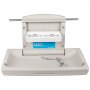 wall-mounted VEVOR baby changing table with safety strap and storage shelf