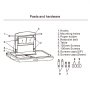 VEVOR baby changing table parts including hooks, screws, and paper holder.