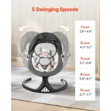 Baby Swing for Infants 5 Speeds 3 Seat Positions Remote Control Bluetooth 2 Toys