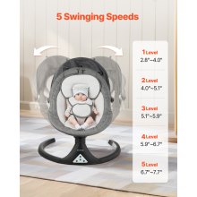 Baby Swing for Infants 5 Speeds 3 Seat Positions Remote Control Toy Bar 3 Toys