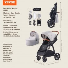 VEVOR Stroller Travel System With Bassinet Playard Baby Combo Set Light Gray