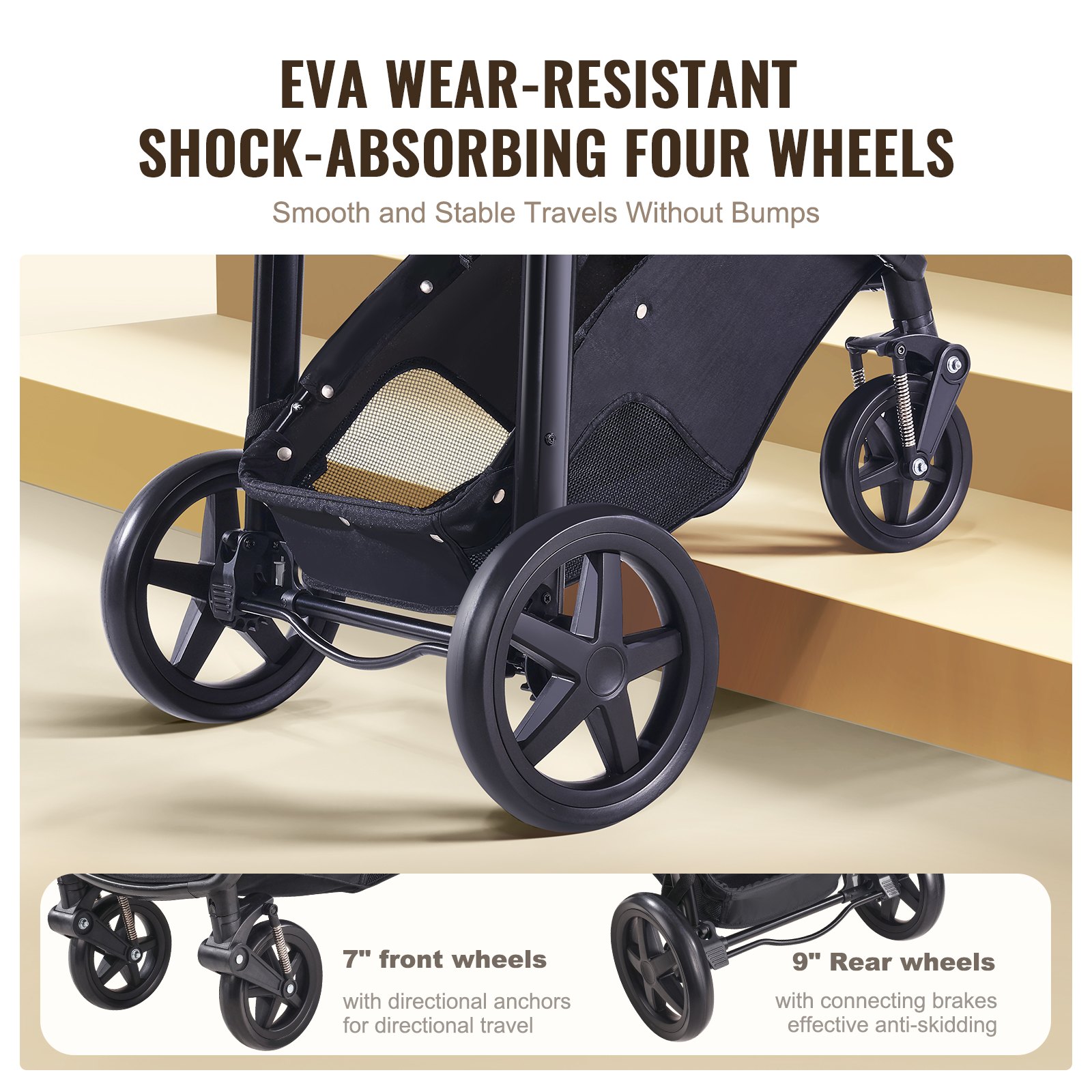 VEVOR Travel System Stroller with Infant Bassinet, 2-in-1 Baby Cradle Stroller Combo, Reversible Seat, Easy One-button Folding, EVA Tires with Brake Aluminum Stroller Carseat Combo Set (Light Gray)
