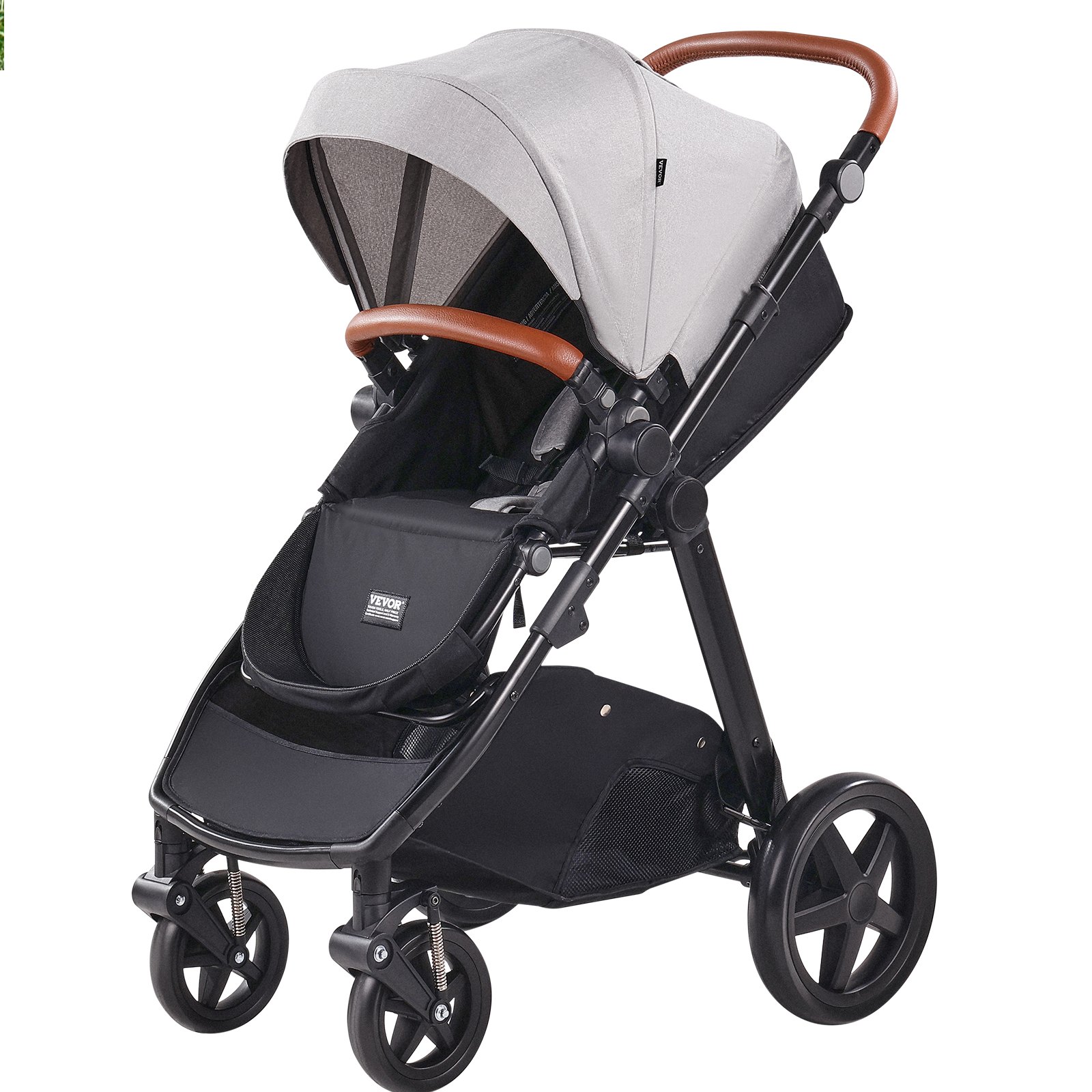 VEVOR Travel System Stroller with Infant Bassinet, 2-in-1 Baby Cradle Stroller Combo, Reversible Seat, Easy One-button Folding, EVA Tires with Brake Aluminum Stroller Carseat Combo Set (Light Gray)