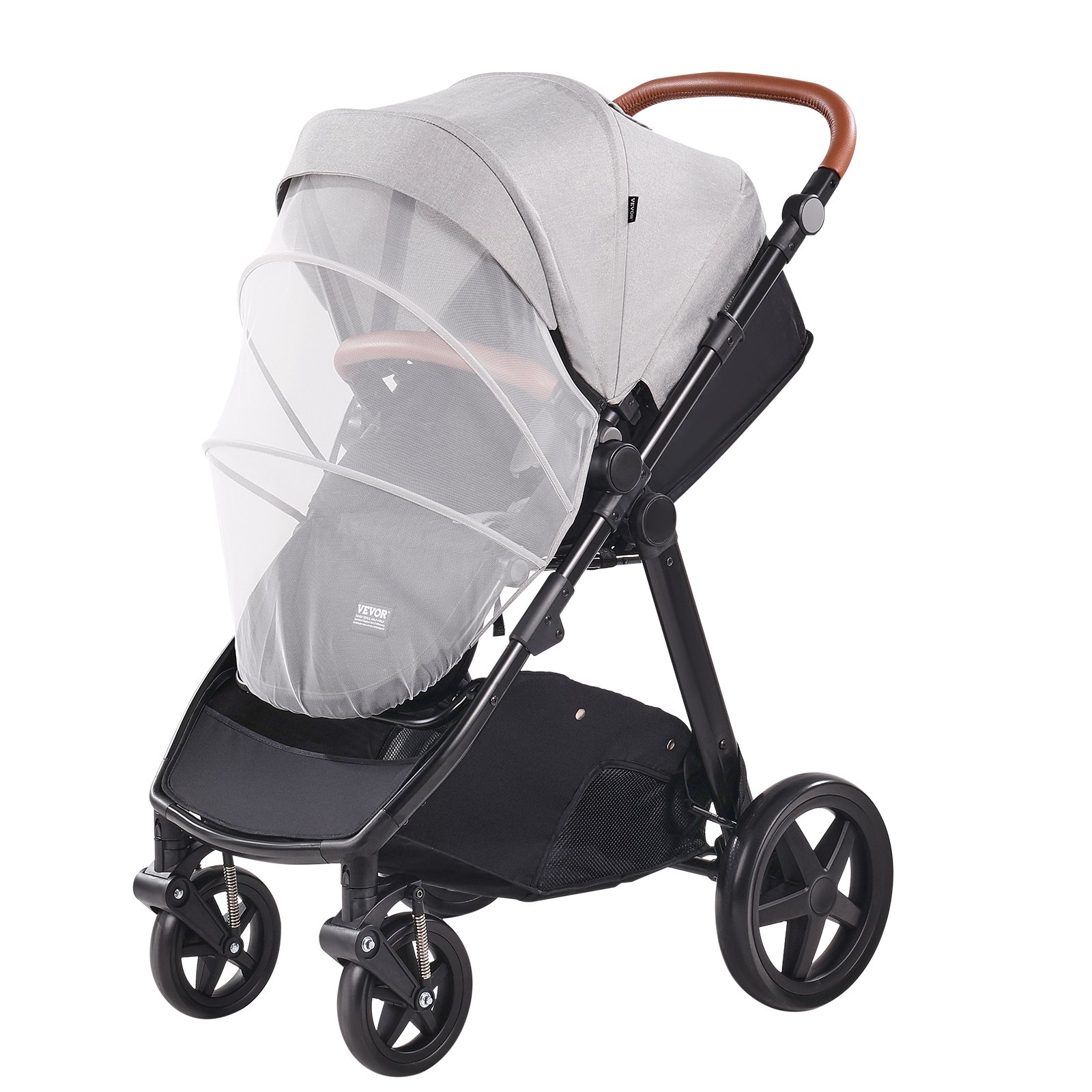 VEVOR Travel System Stroller with Infant Bassinet, 2-in-1 Baby Cradle Stroller Combo, Reversible Seat, Easy One-button Folding, EVA Tires with Brake Aluminum Stroller Carseat Combo Set (Light Gray)