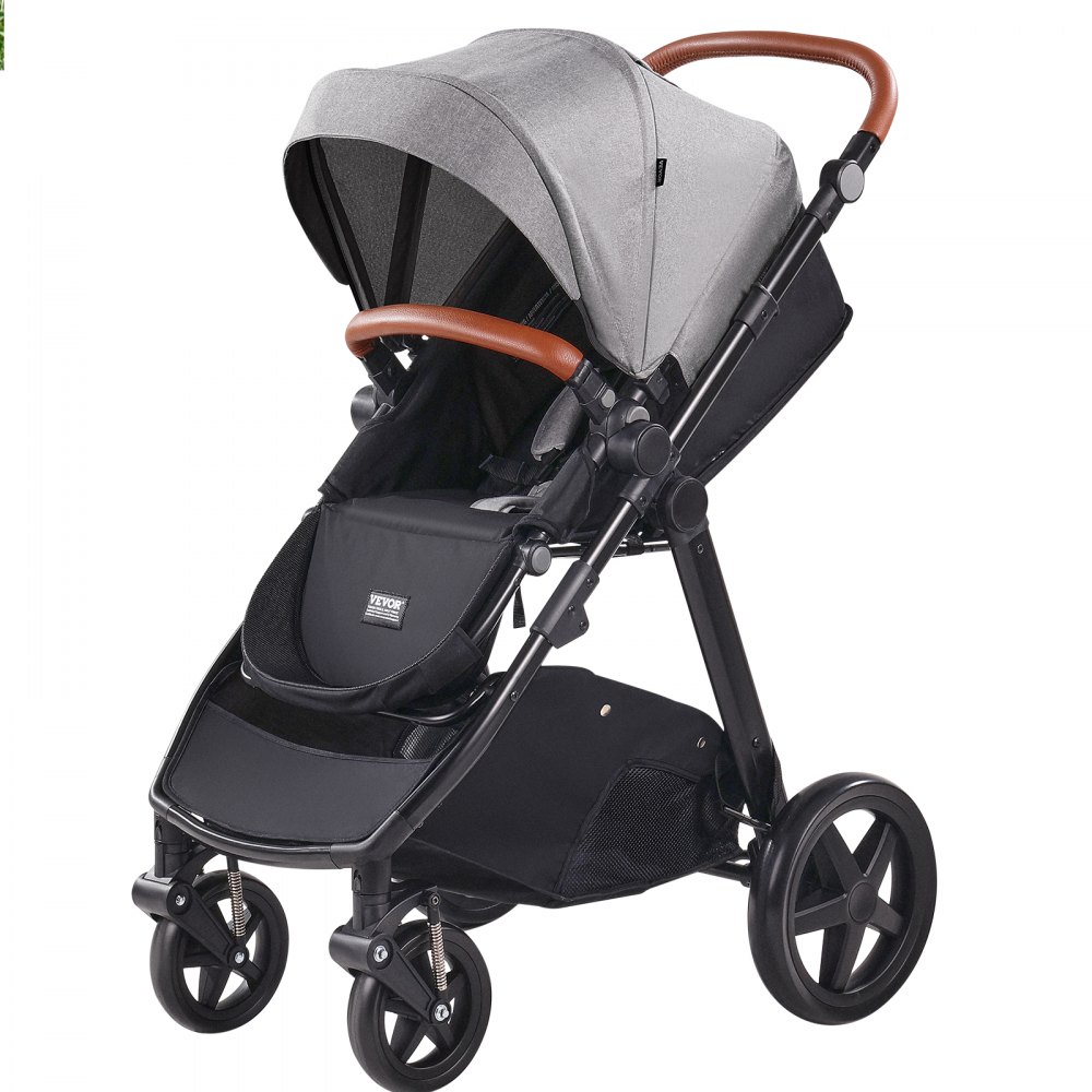 VEVOR Travel System Stroller with Infant Bassinet, 2-in-1 Baby Cradle Stroller Combo, Reversible Seat, Easy One-button Folding, EVA Tires with Brake Aluminum Stroller Carseat Combo Set (Dark Gray)