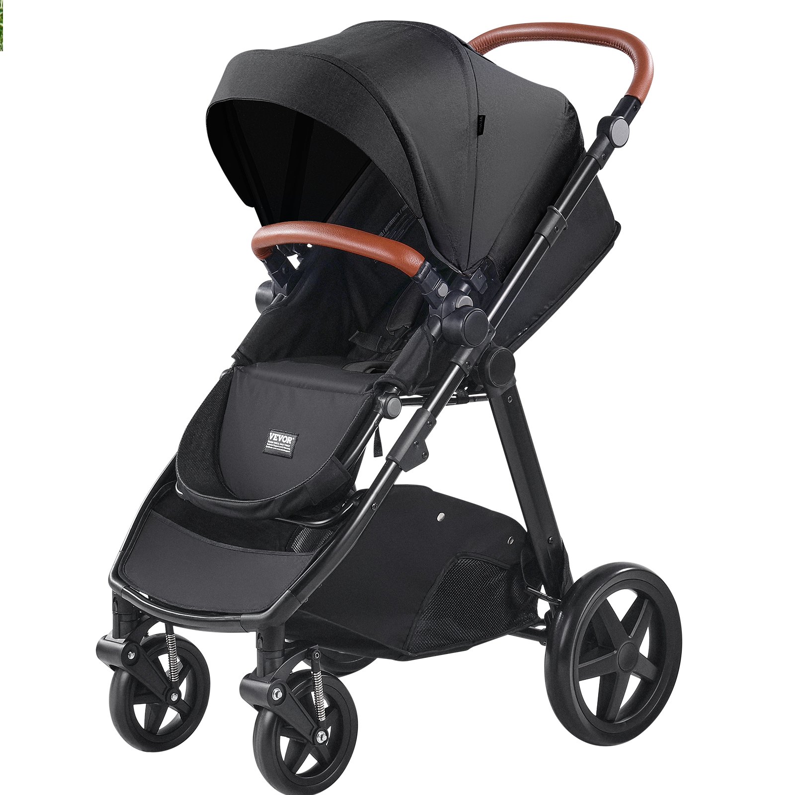 VEVOR Travel System Stroller with Infant Bassinet, 2-in-1 Baby Cradle Stroller Combo, Reversible Seat, Easy One-button Folding, EVA Tires with Brake Aluminum Stroller Carseat Combo Set (Black)