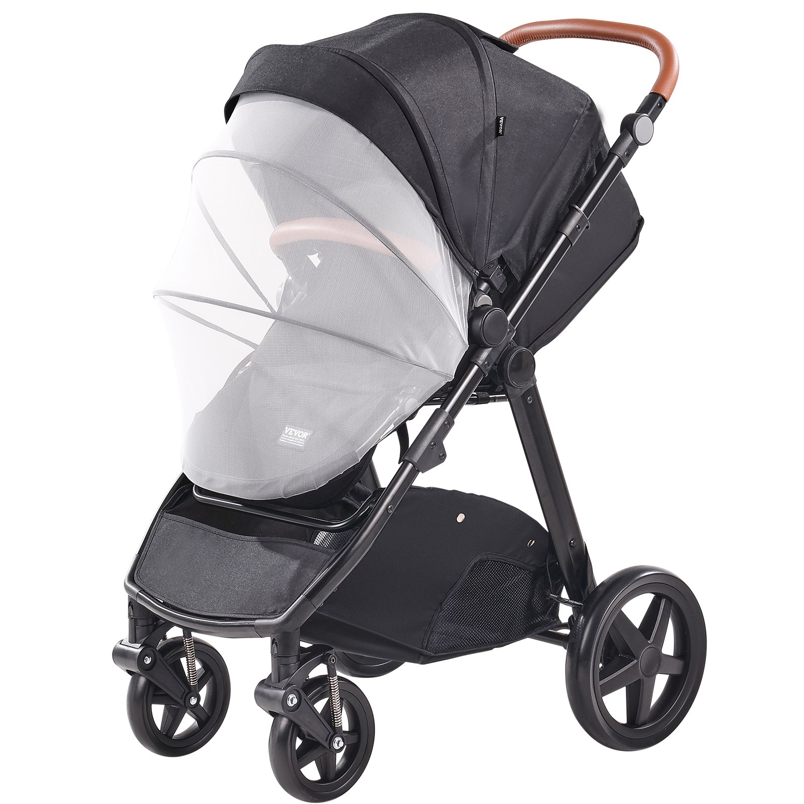VEVOR Travel System Stroller with Infant Bassinet, 2-in-1 Baby Cradle Stroller Combo, Reversible Seat, Easy One-button Folding, EVA Tires with Brake Aluminum Stroller Carseat Combo Set (Black)
