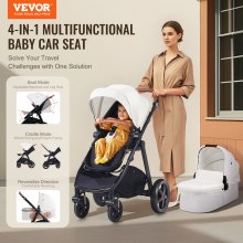 VEVOR Stroller Travel System With Bassinet Playard Baby Combo Set 2-in-1 White