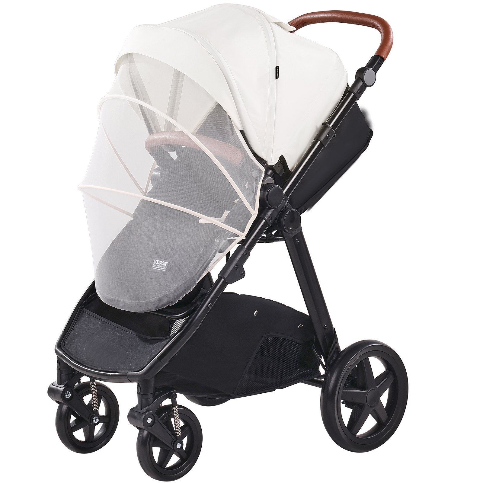 VEVOR Travel System Stroller with Infant Bassinet, 2-in-1 Baby Cradle Stroller Combo, Reversible Seat, Easy One-button Folding, EVA Tires with Brake Aluminum Stroller Carseat Combo Set (White)