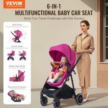 VEVOR Stroller Travel System With Car Seat Playard Baby Combo Set Fuchsia