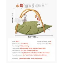 Baby Play Gym Mat Tummy Time Activity Mat with 6 Sensory Toys 42.9" x 33.5"