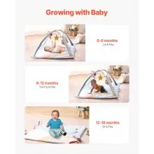 Baby Play Gym Mat Tummy Time Activity Mat with 6 Sensory Toys 35.0" x 35.0"