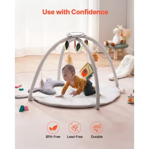 VEVOR Tapis D'Éveil Bébé, 875 X 875 Mm, Tapis De Jeu D'Activité Avec Jouets Sensoriels, Tissu Doux, Bon Développement Sensoriel Et Moteur, Croissance Cognitive, Pour Bébés, Nouveau-nés 0-18 Mois