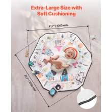 Baby Play Gym Mat Tummy Time Activity Mat with 6 Sensory Toys 41.7" x 41.7"