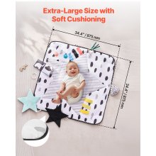 Baby Play Gym Mat Tummy Time Activity Mat with 6 Sensory Toys 34.4" x 34.4"