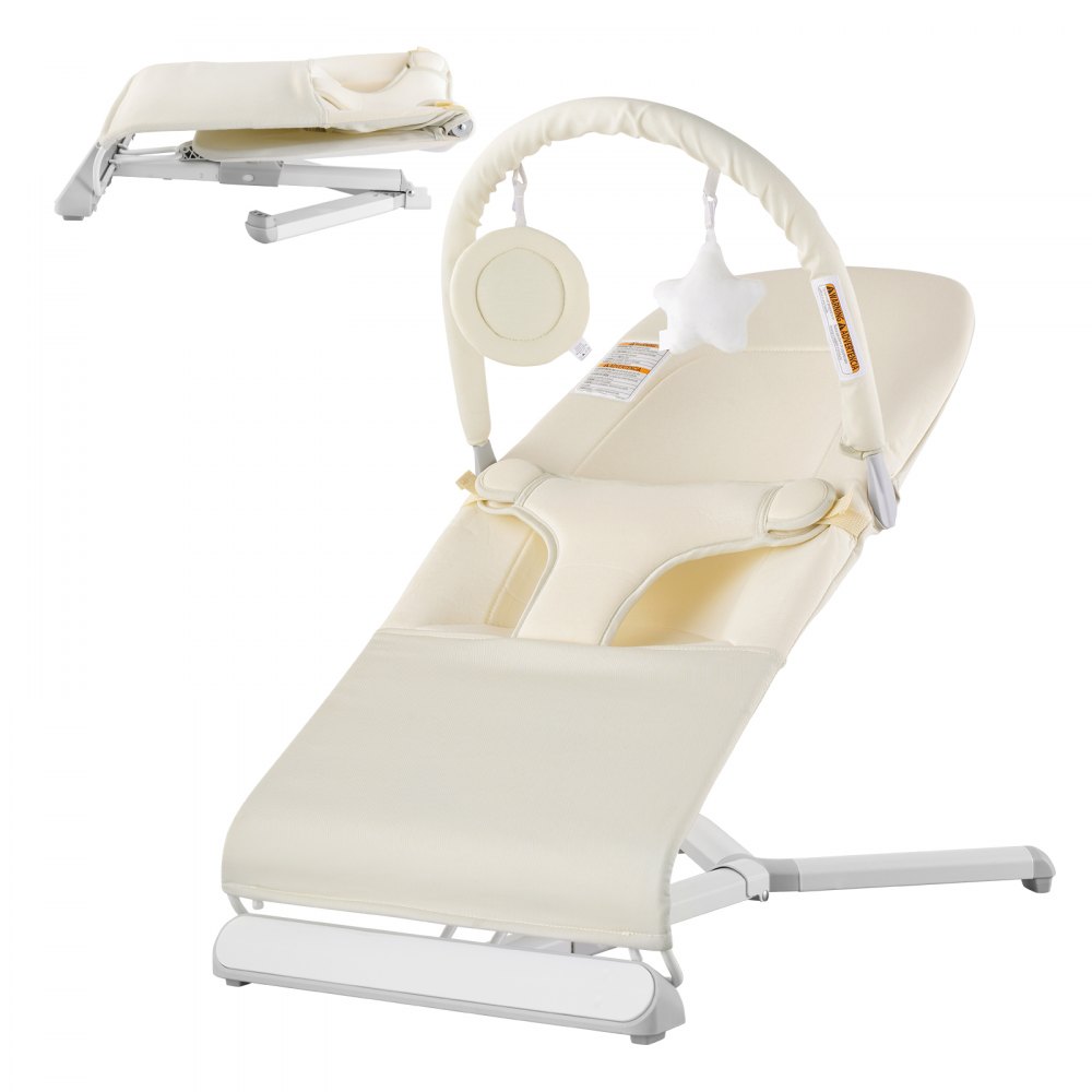 VEVOR Baby Bouncer Cadeira de balanço dobrável para bebês de 0 a 9 meses com barra de brinquedos