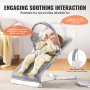 VEVOR Baby Bouncer, Folding Bouncer Seat for Babies 0-9 Months, Newborn Bouncer Chair with 2 Reclining Angles & Rotatable Toy Bar, Portable Infant Rocker with Travel Bag for Indoor Outdoor, Light Gray