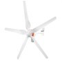 VEVOR wind turbine generator with 5 white blades and orange hub.