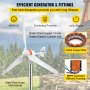 VEVOR Wind Turbine Generator Kit 12V w/MPPT 3 Blades Environmental Clean Energy