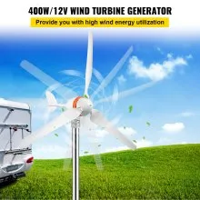 VEVOR Wind Turbine Generator, 12V/AC Wind Turbine Kit, 400W Wind Power Generator With MPPT Controller 3 Blades Auto Adjust Windward Direction Suitable for Terrace, Marine, Motor Home, Chalet, Boat