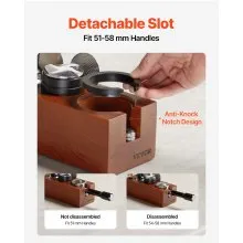 VEVOR Wooden Espresso Tamping Station 51-58 mm Station with Detachable Slot