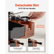 Wooden Espresso Tamping Station 51-58 mm Station with Detachable Slot