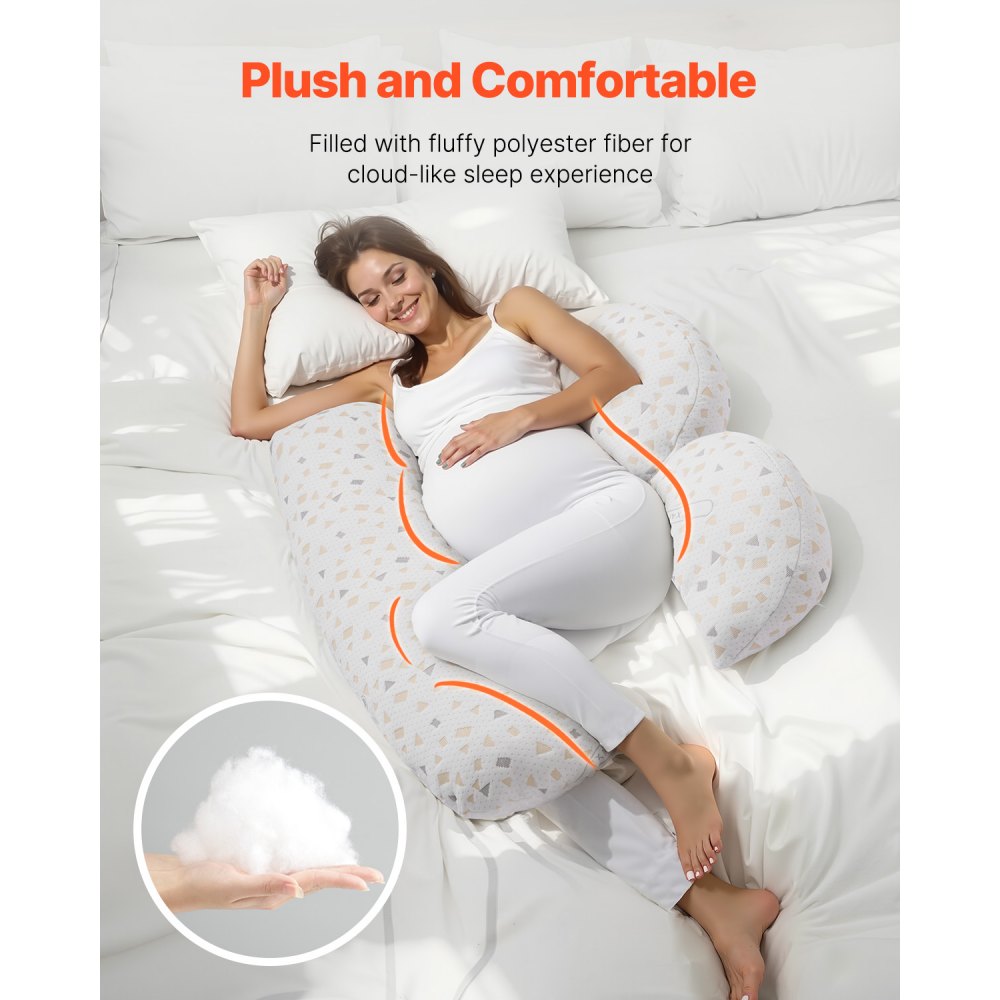 VEVOR Pregnancy Pillows, Adjustable Maternity Pillow for Pregnant Women, Soft Pregnancy Body Pillow with Removable & Washable Cover for Back Belly Hip Support, Lightweight and Portable