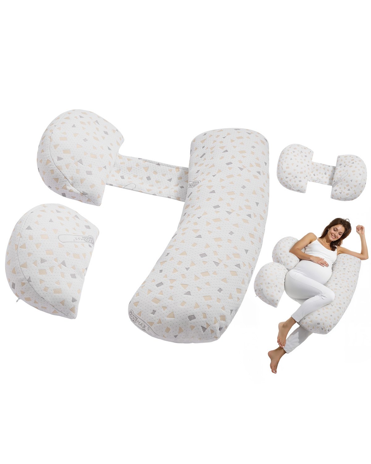 VEVOR Pregnancy Pillows, Adjustable Maternity Pillow for Pregnant Women, Soft Pregnancy Body Pillow with Removable & Washable Cover for Back Belly Hip Support, Lightweight and Portable