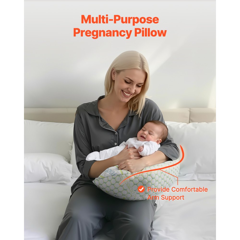 VEVOR Pregnancy Wedge Pillow, W-Shaped Maternity Pillow for Pregnant Women, Soft and Breathable Pregnancy Pillow with Removable & Washable Cover for Back Belly Hips Support, Lightweight and Portable