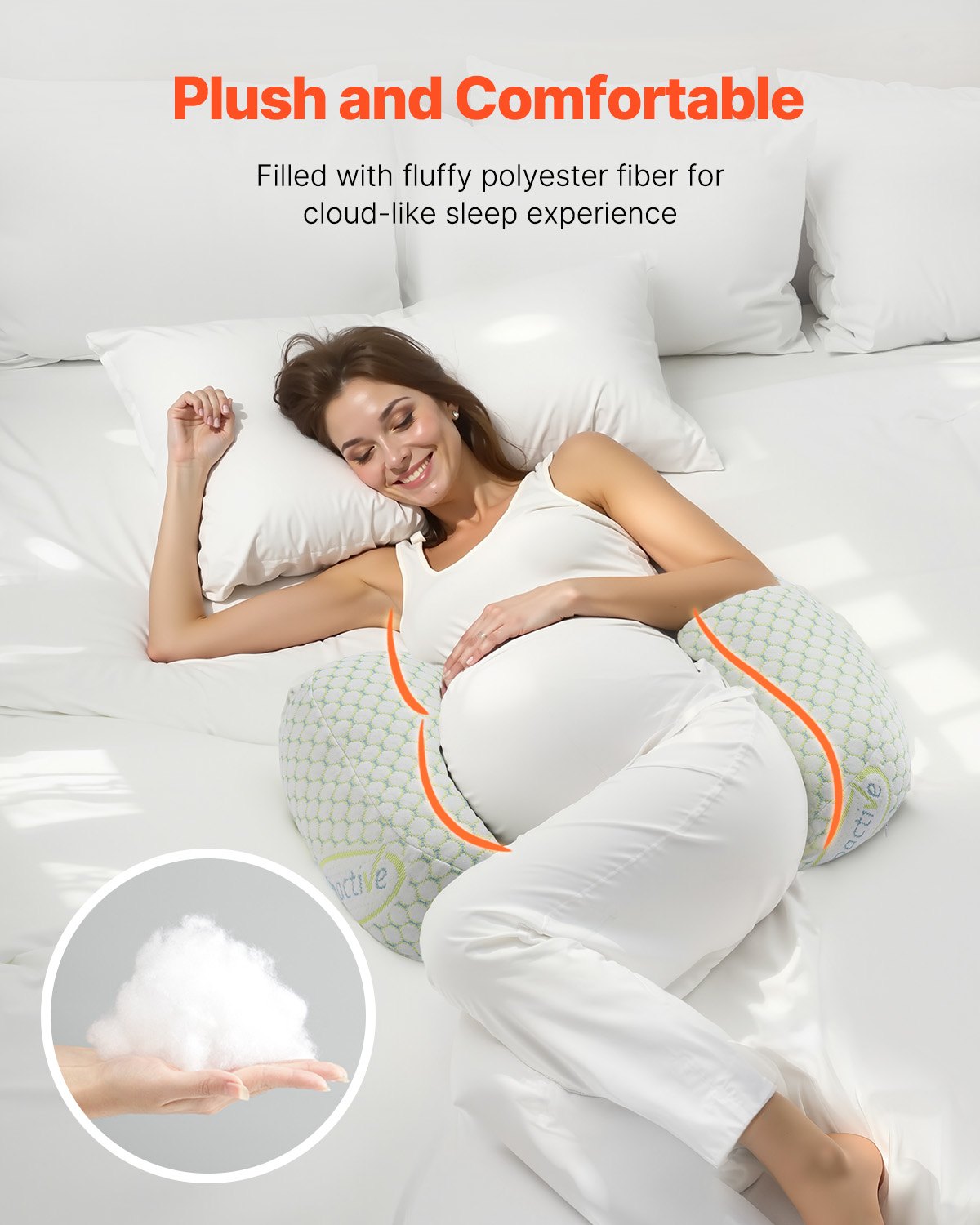 VEVOR Pregnancy Wedge Pillow, W-Shaped Maternity Pillow for Pregnant Women, Soft and Breathable Pregnancy Pillow with Removable & Washable Cover for Back Belly Hips Support, Lightweight and Portable