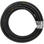 coiled black VEVOR hydraulic hose with yellow branding and white specifications text.