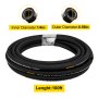 coiled black VEVOR hydraulic hose, 100ft length, 1/4in inner, 0.59in outer diameter.