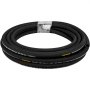 coiled black VEVOR hydraulic hose labeled with specifications and pressure ratings.