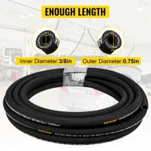 VEVOR Hydraulic Hose 3/8 inch x 100 ft, Coiled Hydraulic Hose 4800 PSI, Rubber Hydraulic Hose with 2 High-Tensile Steel Wire Braid, Bulk Hydraulic Hose -20°C to 140°C, Hydraulic Oil Flexible Hose