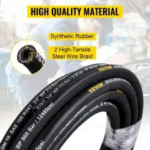 VEVOR Hydraulic Hose 3/4 inch x 50 ft, Coiled Hydraulic Hose 3120 PSI, Rubber Hydraulic Hose with 2 High-Tensile Steel Wire Braid, Bulk Hydraulic Hose -20℃ to 140℃, Hydraulic Oil Flexible Hose