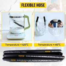 VEVOR Hydraulic Hose 3/8 inch x 50 ft, Coiled Hydraulic Hose 4800 PSI, Rubber Hydraulic Hose with 2 High-Tensile Steel Wire Braid, Bulk Hydraulic Hose -20℃ to 140℃, Hydraulic Oil Flexible Hose