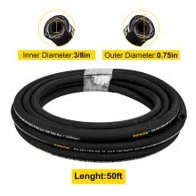 VEVOR Hydraulic Hose 3/8 inch x 50 ft, Coiled Hydraulic Hose 4800 PSI, Rubber Hydraulic Hose with 2 High-Tensile Steel Wire Braid, Bulk Hydraulic Hose -20℃ to 140℃, Hydraulic Oil Flexible Hose