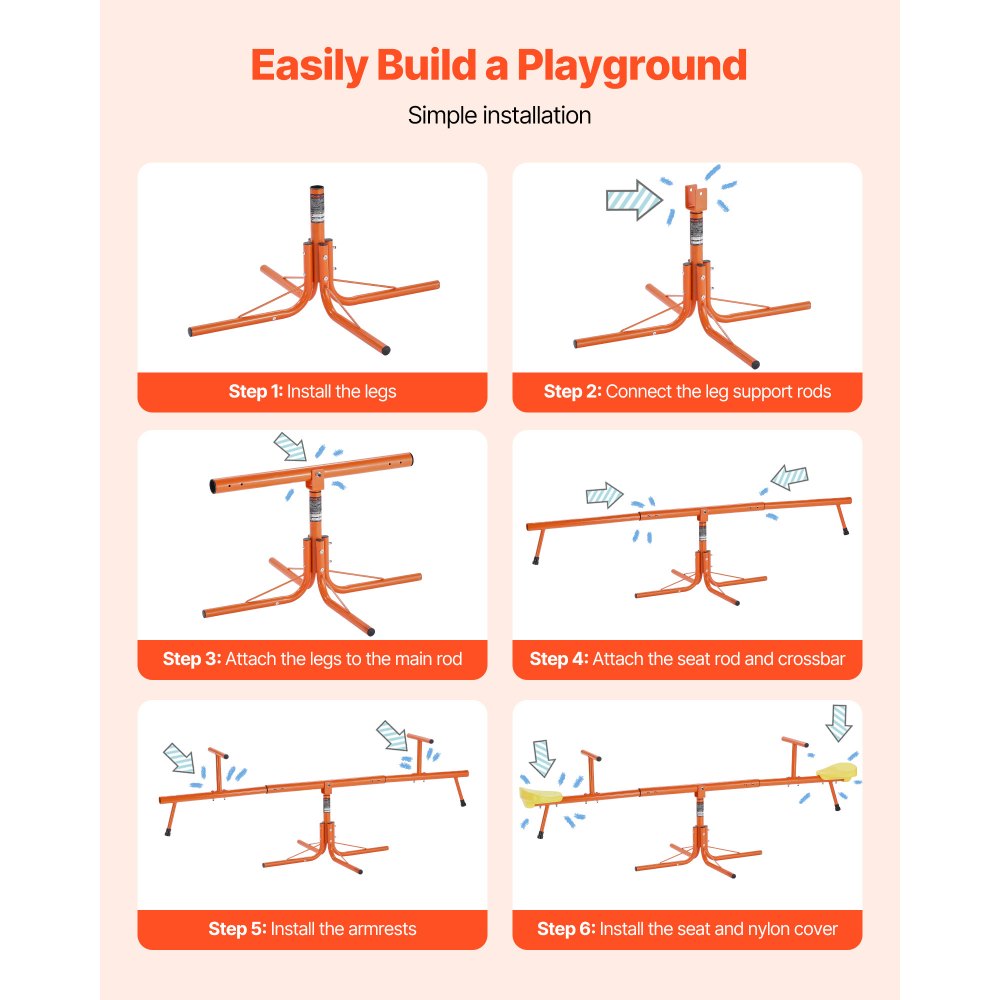VEVOR Kids Seesaw, 45.4 kg Load Capacity per Seat, Sit and Spin Teeter Totter with 4-prong Support Legs, Kids Outdoor Playground Equipment, Swiveling 360 Degrees Rotating for Children Aged 3+