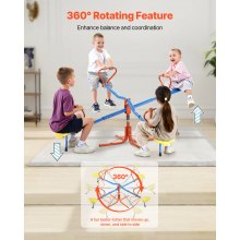 VEVOR 2-4 Kids Seesaw 110 lbs Capacity 360 Degrees Rotating Teeter Totter Age 3+