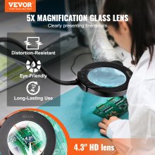 VEVOR 5X Floor Magnifying Glass with Light and Stand Flexible Gooseneck LED