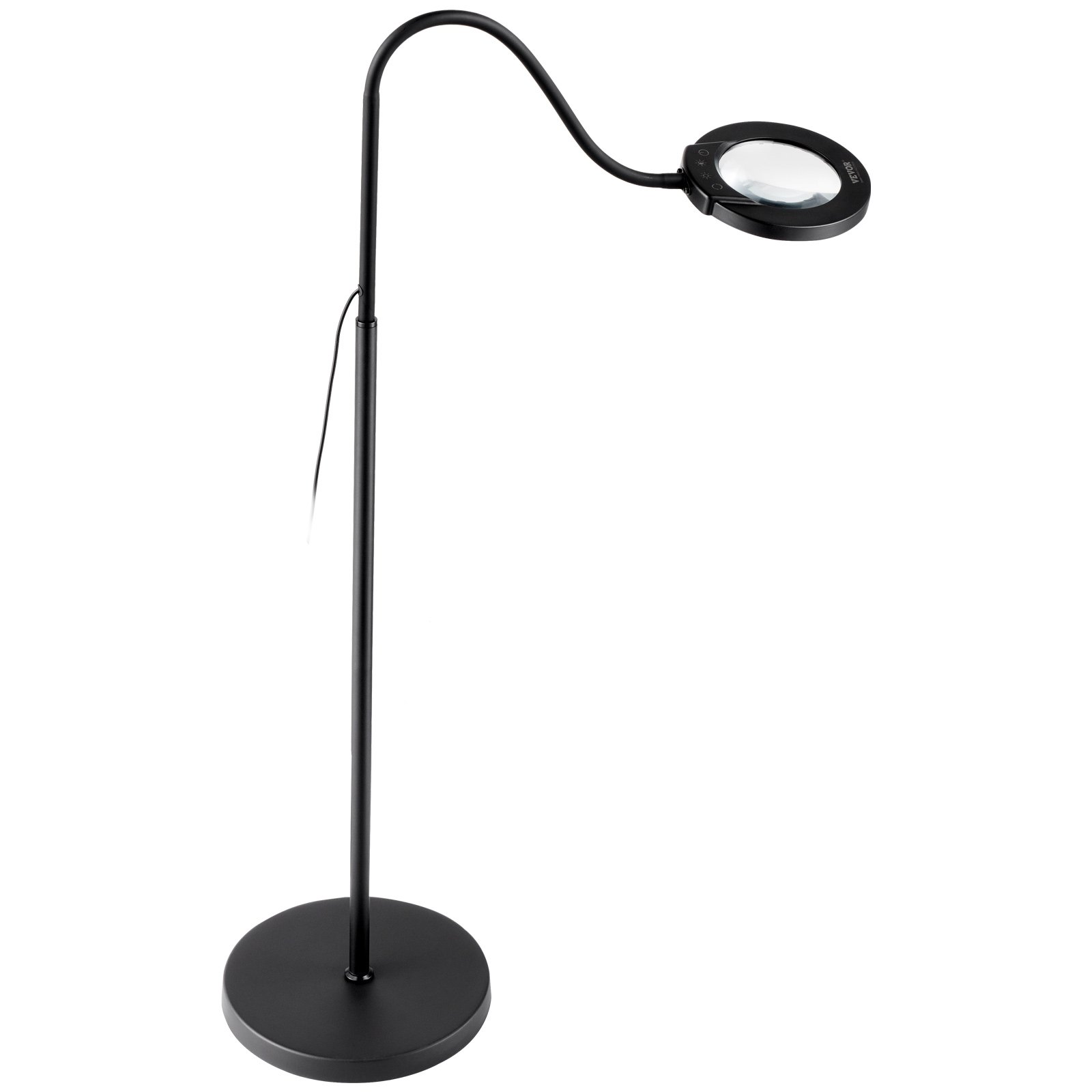 VEVOR Magnifying Floor Lamp, 5X Standing Magnifying Glass with Light, Height Adjustable Floor Magnifier with Light, Flexible Gooseneck, 3-in-1 LED 5 Color Modes Stepless Dimmable, for Reading Craft
