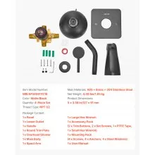 VEVOR Tub and Shower Faucet Set, 5-Inch Rainfall Shower Head and Bathtub Spout, Complete Single-Handle Tub Trim Kit with Brass Pressure Balancing Valve, 8-Setting Adjustable Spray Modes, Matte Black
