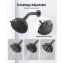 VEVOR Tub and Shower Faucet Set, Complete with 120 mm Rainfall Shower Head and Bathtub Spout, 9-Setting Adjustable Spray, Single-Handle Tub Trim Kit with Brass Pressure Balancing Valve, Matte Black