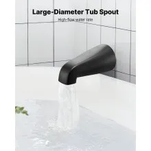VEVOR Tub and Shower Faucet Set, Complete with 6-Inch Rainfall Shower Head and Bathtub Spout, Single-Spray Single-Handle Tub Trim Kit with 304 Stainless Steel Valve Trim for Bathrooms, Matte Black